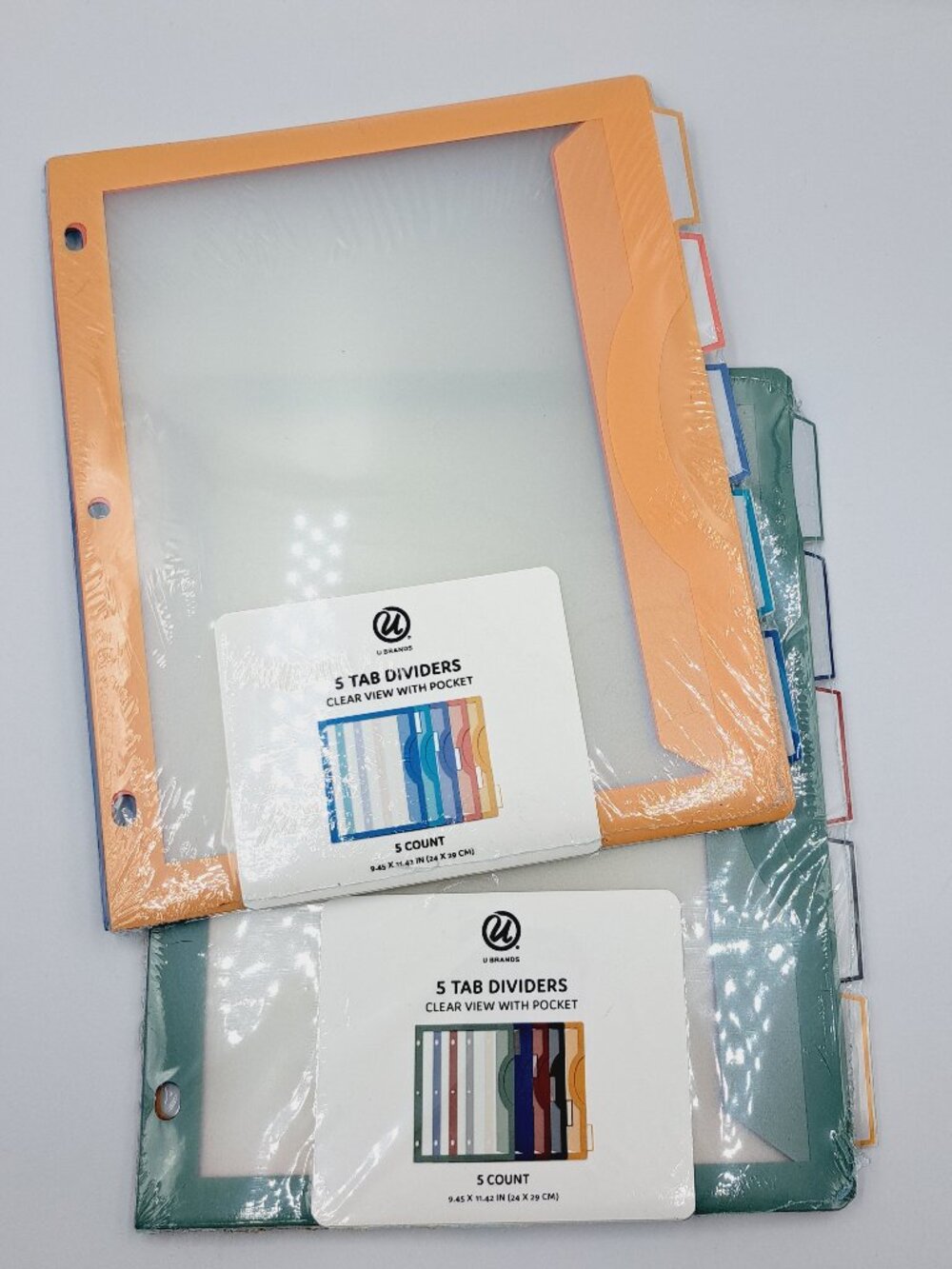 2 Packs, UBrands 5pk Tabbed Divider Single Pocket Clear View Binder Organization